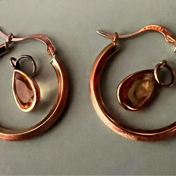 14K Michael Anthony Hoop Earrings / Gold Citrine Jackets - Picture 16 of 16